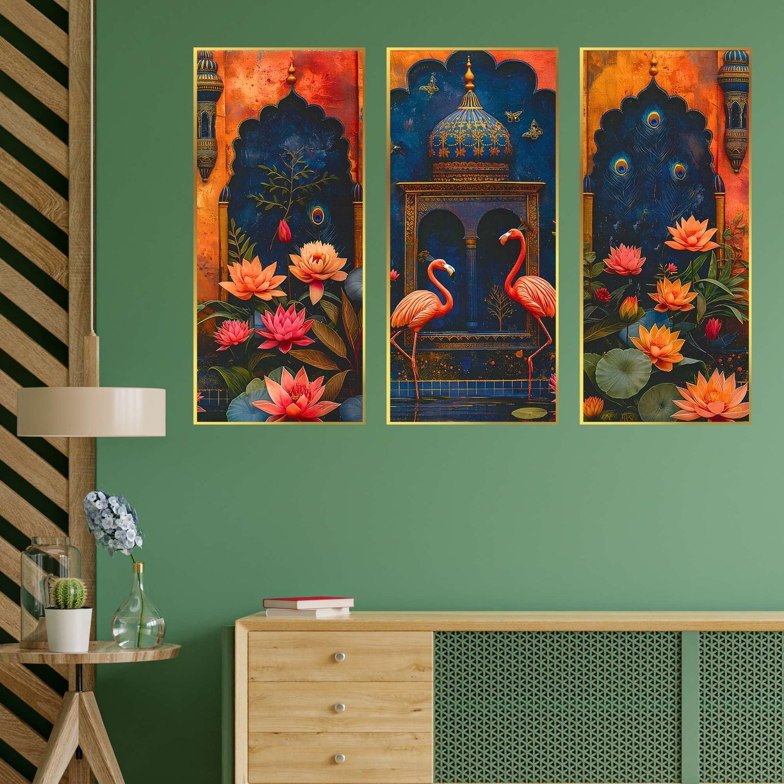 Set of Three large Wall Paintings for Wall Dacoration Golden Framed Wall Paintings for Living Room & Bedroom Wall Art for Home Decoration & Office Wall Dรฉcor (14x11 inch CH-LGD3-1) - Image 3